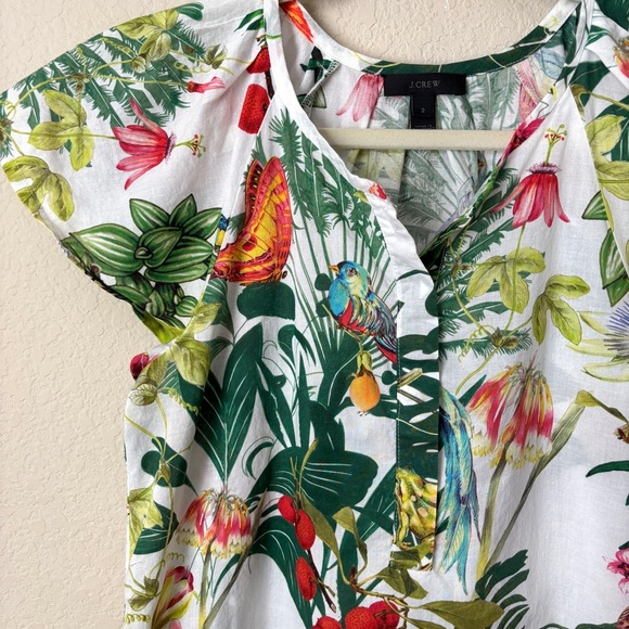 J. Crew Flutter Sleeve Novelty Print Popover Top Ratti Into the Wild - Picture 5 of 13